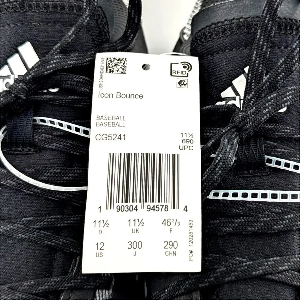 adidas Icon Bounce Low Baseball Cleats Mens 12 Core Black Cloud White CG5241 NWT
